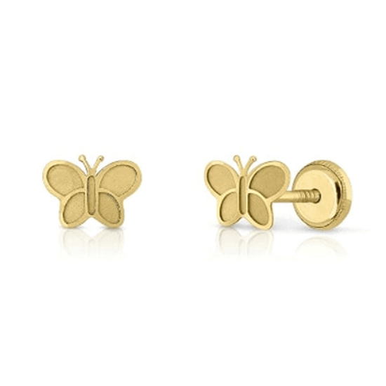 14k Gold Plated Butterflies Baby Children Screw Back Earrings - Trendolla Jewelry