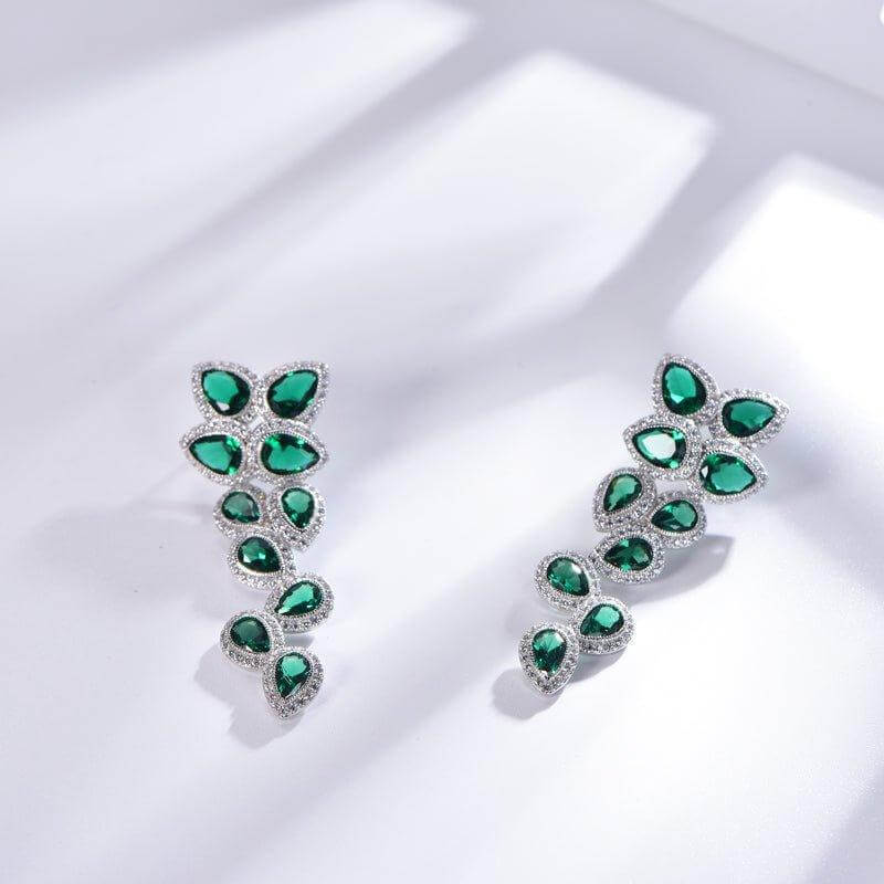 Two Tone Chlorospinel Pear Cut Drop Earrings In Sterling Silver - Trendolla Jewelry