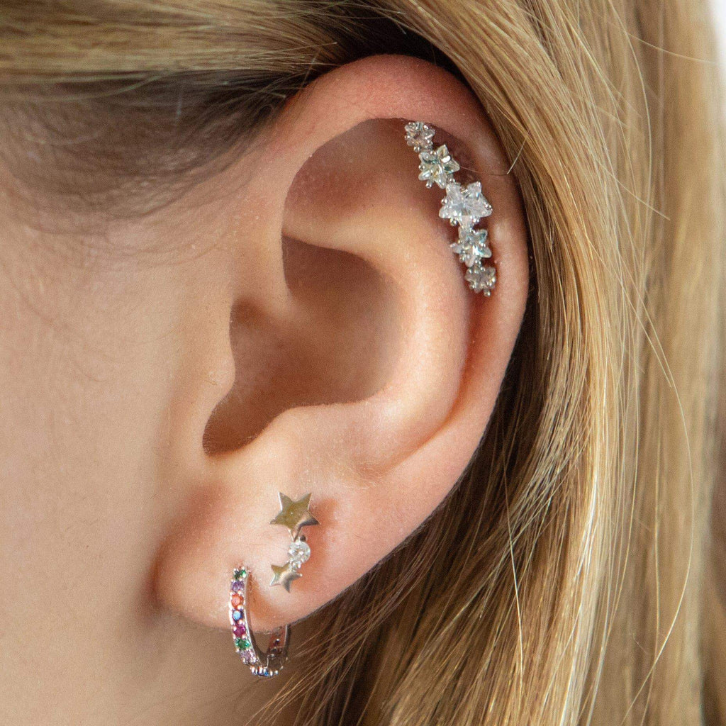 Cinco Star Piercing Barbell Earrings Ball Back Earrings Nap Earrings - Trendolla Jewelry