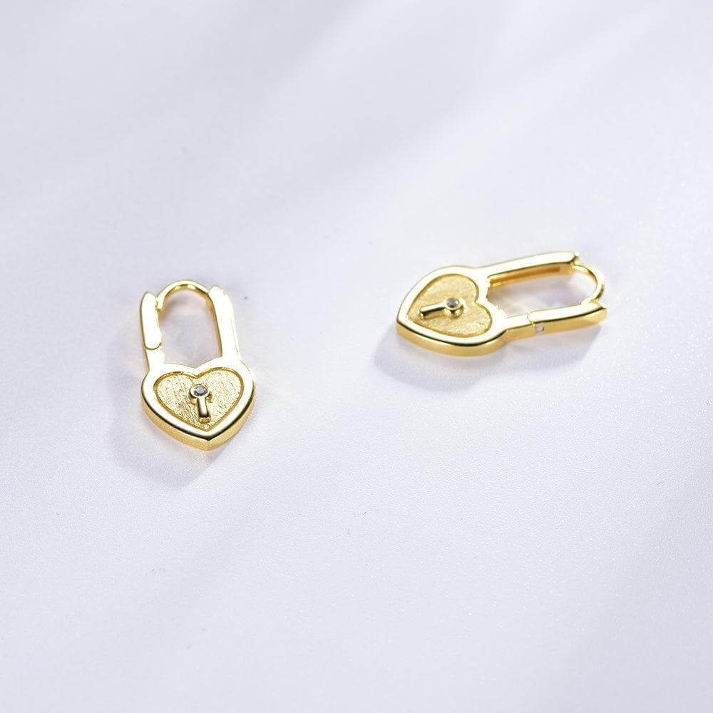 Drop Dangle Hoop Earrings with Charm Key in heart - Trendolla Jewelry