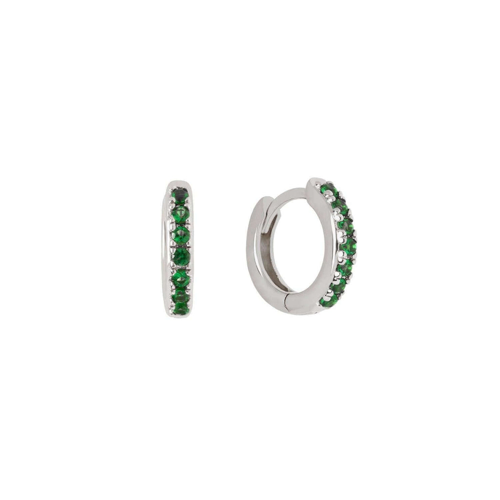 Emerald Pave Huggie Hoop Earrings - Trendolla Jewelry