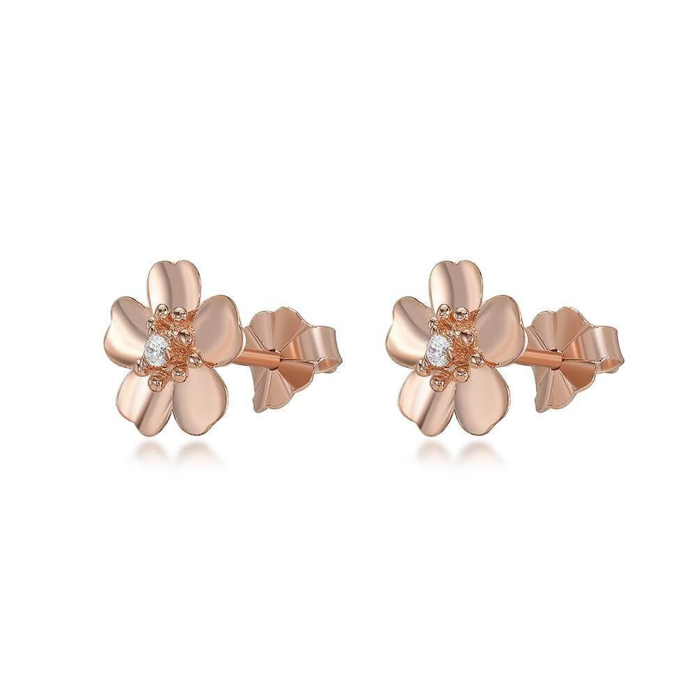 Trendolla FlowerCZ Diamond Earrings 18K Rose Gold Plate - Trendolla Jewelry