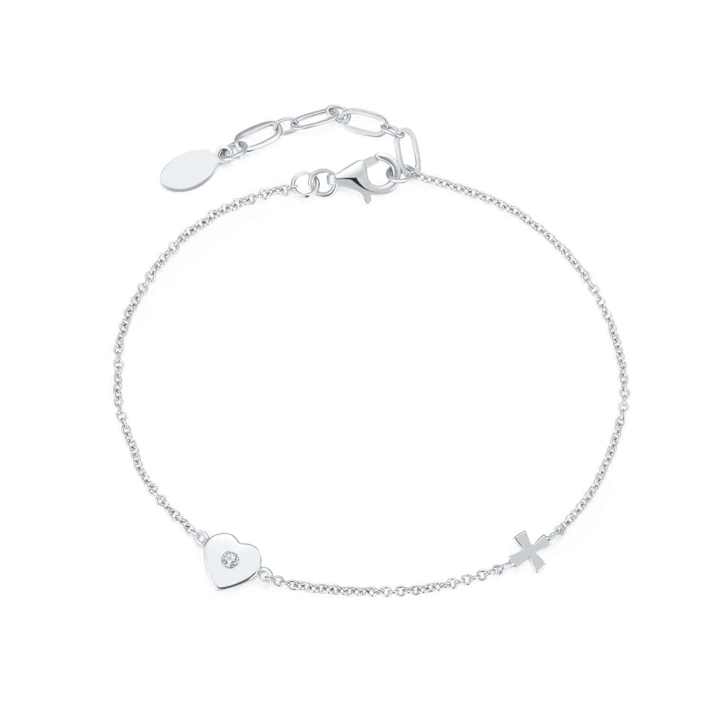 Resilient Heart Bracelets Cubic Zirconia Diamond 18ct White Gold Plated Vermeil on Sterling Silver of Trendolla - Trendolla Jewelry