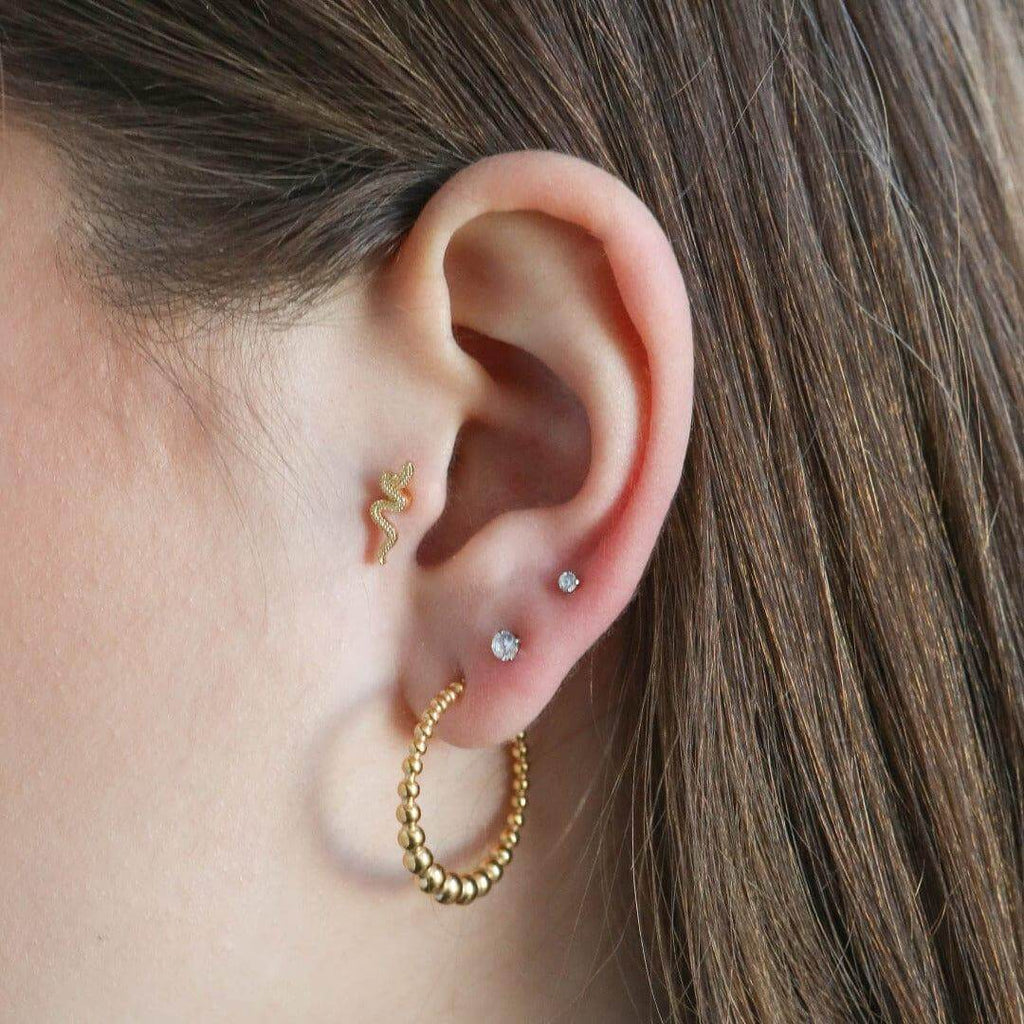 Snake Piercing Barbell Earrings Ball Back Earrings Nap Earrings - Trendolla Jewelry