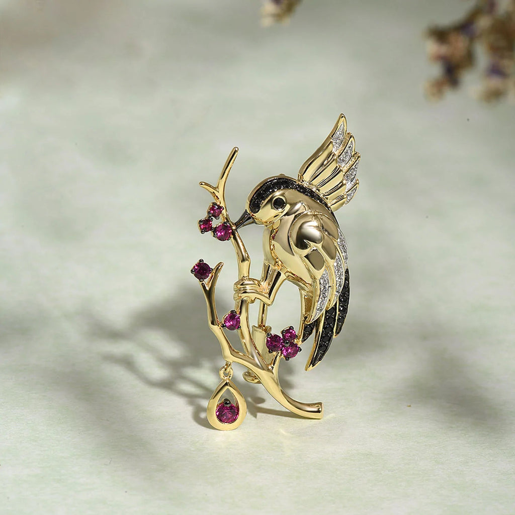 Trendolla Sterling Silver Sparrow Bird Enamel Pin Brooch - Trendolla Jewelry